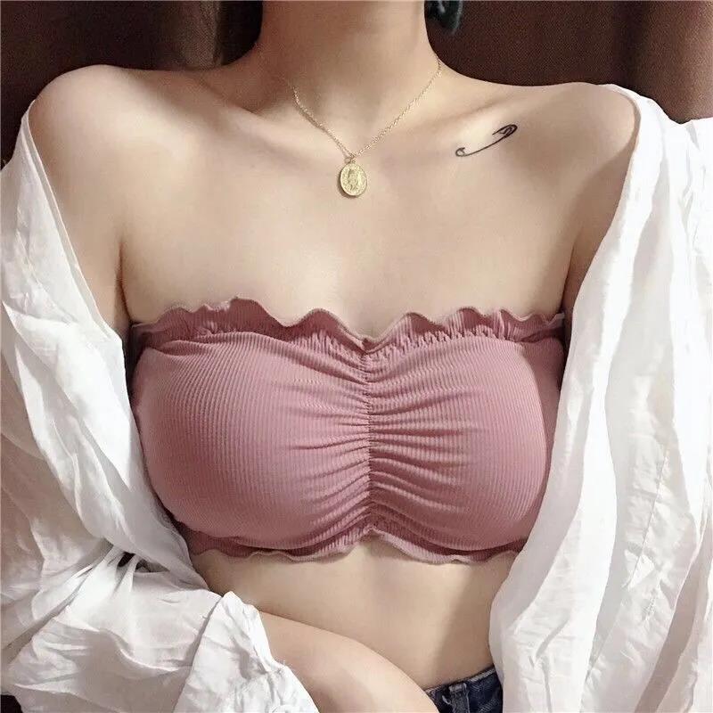 Korean Version of The Anti-glare Beauty Back Invisible Strapless Tube Top Wrap Chest No Steel Ring Underwear Bra
