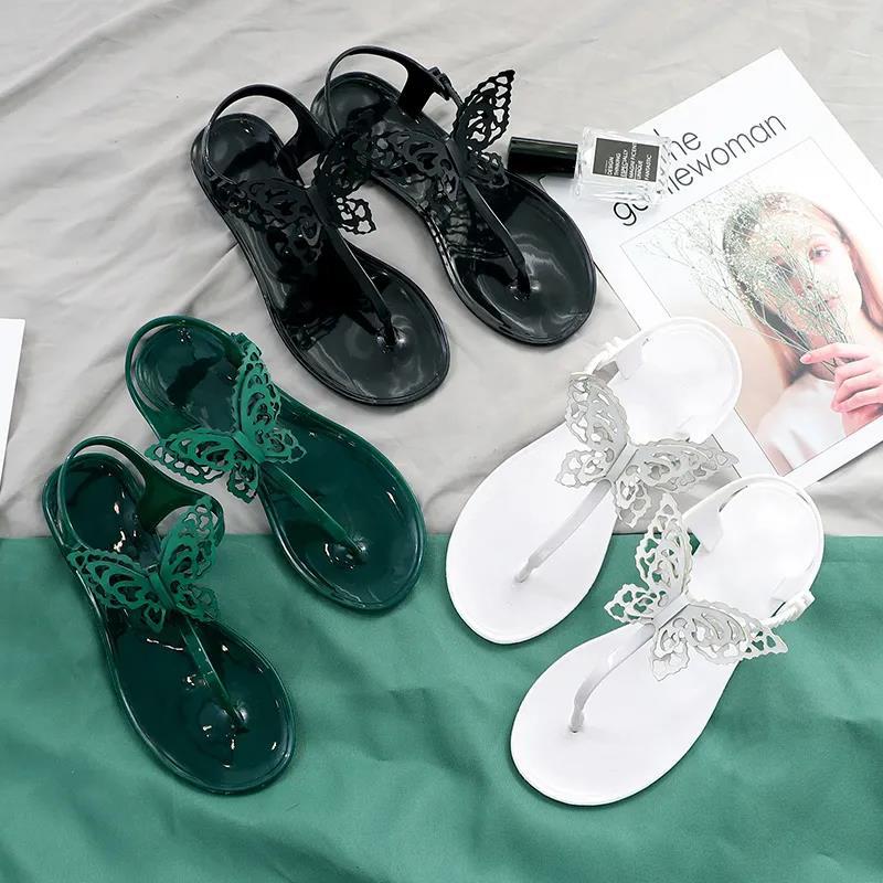 Summer Sandals Female Butterfly Flower Korean Beach Shoes Candy Color Flat Flip-flops Ladies Sandals Student Shoes