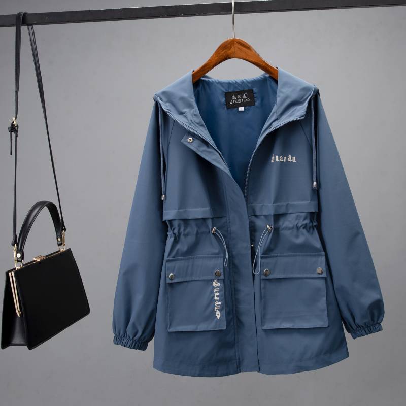 Vintage Stylish Pockets Oversized Plaid Jacket Coat Women Fashion Hooded Long Sleeve Loose Outerwear Chic Tops
