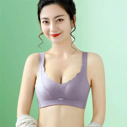 Large Size Seamless Bra Gathering Anti-sagging Top Support Thin Adjustable Soft Lightweight No Restraint No Steel Ring Bra