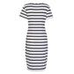 Fashion S-3XL Maxi T Shirt Women's Cute White and Black Strips Loose Tops Dress
