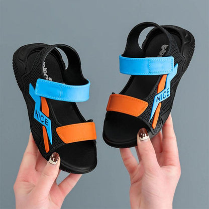 Sandals Solid Color Contrast Color Non-slip Soft Bottom Cartoon Indoor Small, Medium and Large Children Outside Wear Beach Open-toe Sandals