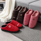 Cotton Slippers Women Winter Indoor Thick-soled Anti-skid Home Couple Models PU Surface Waterproof Warm and Velvet Slippers Men's Slippers