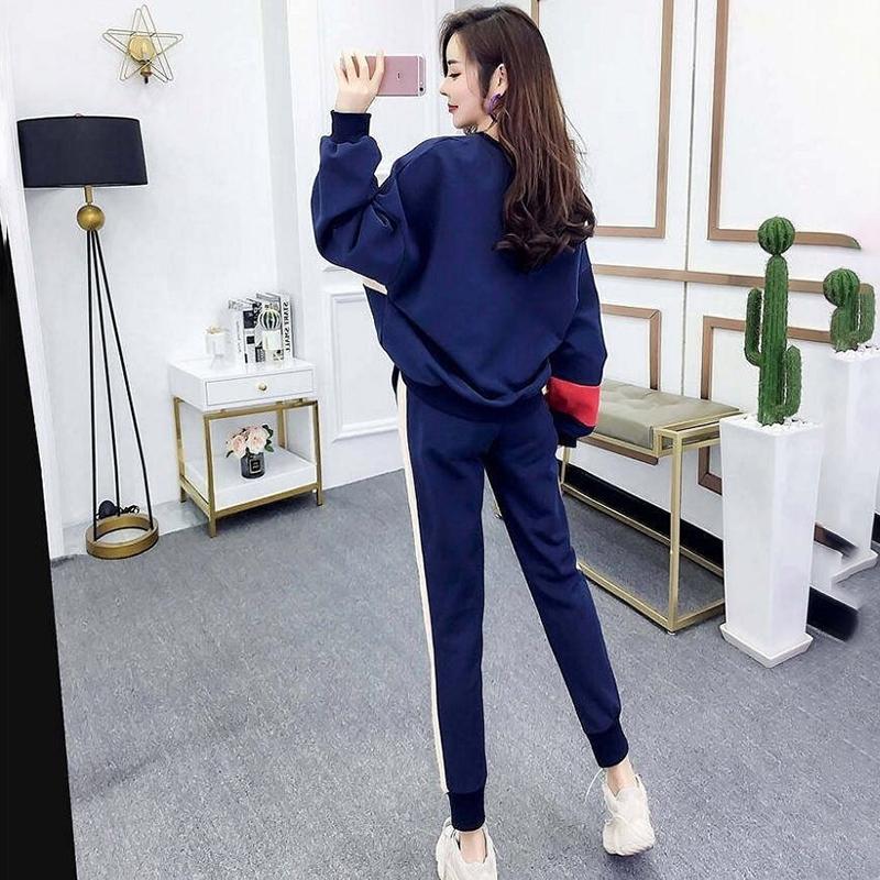 Sports Suit Women Loose Plus Velvet Thickened Long-sleeved Running Casual Two-piece Suit Warm and Breathable Comfort