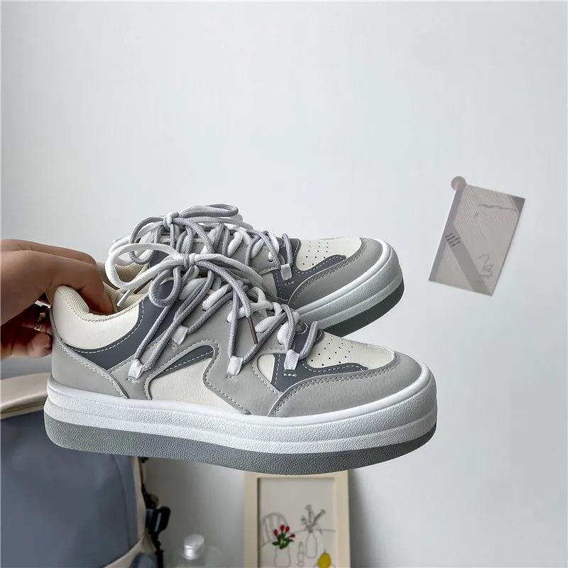 Ins Tide All-match Hong Kong Style Student Casual Sports Shoes Female White Shoes Korean Color-blocking Street Clapper Shoes
