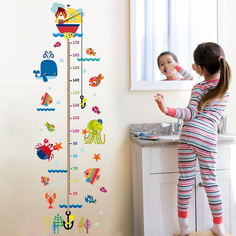 Wallpaper children room decoration self-adhesive bedroom measurement height wall stickers removable