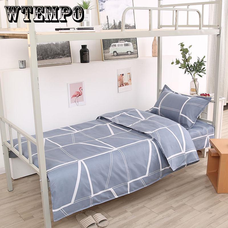3pcs Geometric Pattern  Bedding Set Student Dormitory Bed Cover Sheet Pillowcase Home Textile Bed Linens High Quality Plaid Stripe Pattern Bedclothes