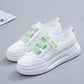 Mesh Leather Small White Shoes Women Thin Summer Velcro Street Fashion Shoes Women Thick-soled Sneakers
