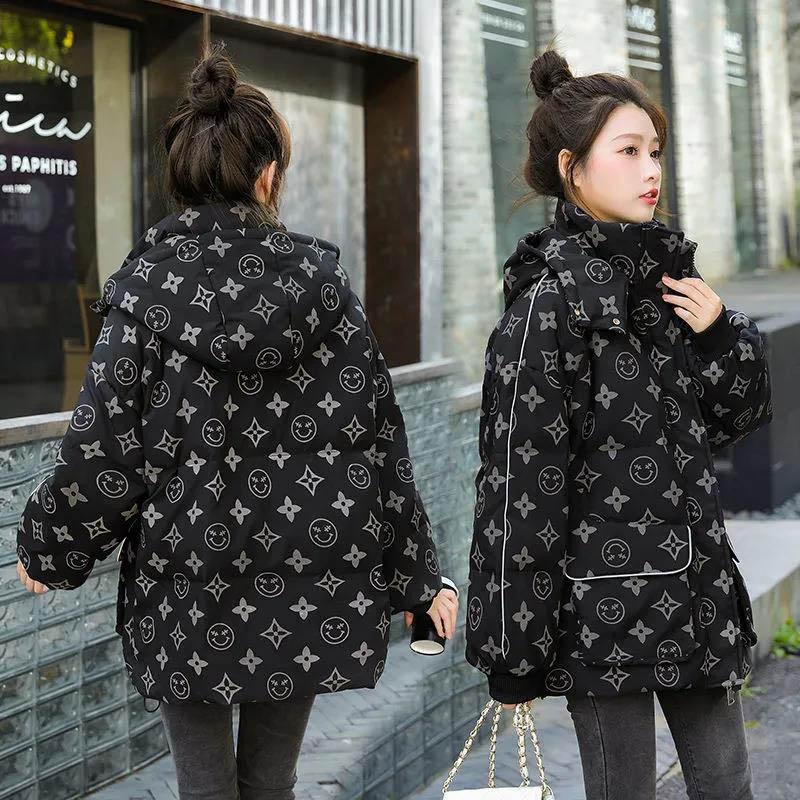 WTEMPO Winter Down Jacket Women Mid-length Hair Luminous Loose Fashion White Duck Down Jacket