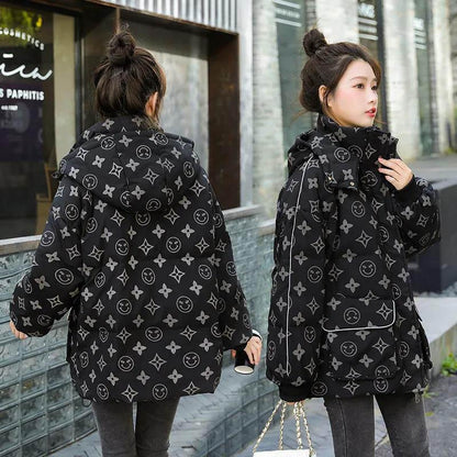 WTEMPO Winter Down Jacket Women Mid-length Hair Luminous Loose Fashion White Duck Down Jacket