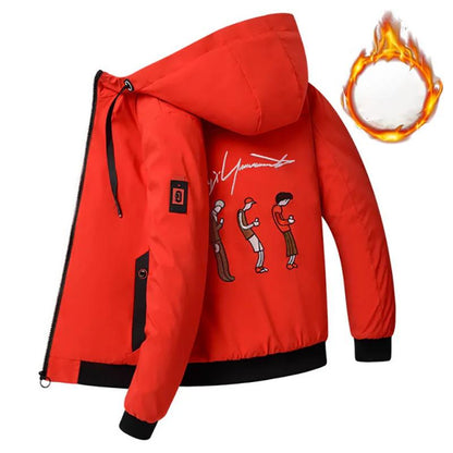 Men's Autumn and Winter Cotton Jacket Plus Velvet Padded Warmth for Young Men Korean Style Slim Jacket
