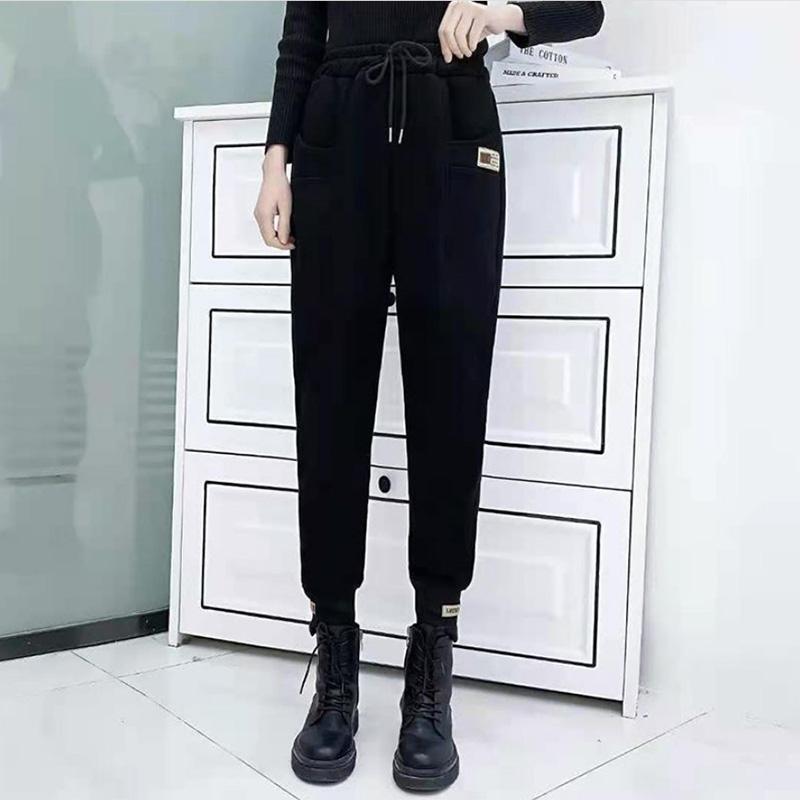 Large size casual sports leggings sweatpants high waist elastic commuter all-match slim harem pants women