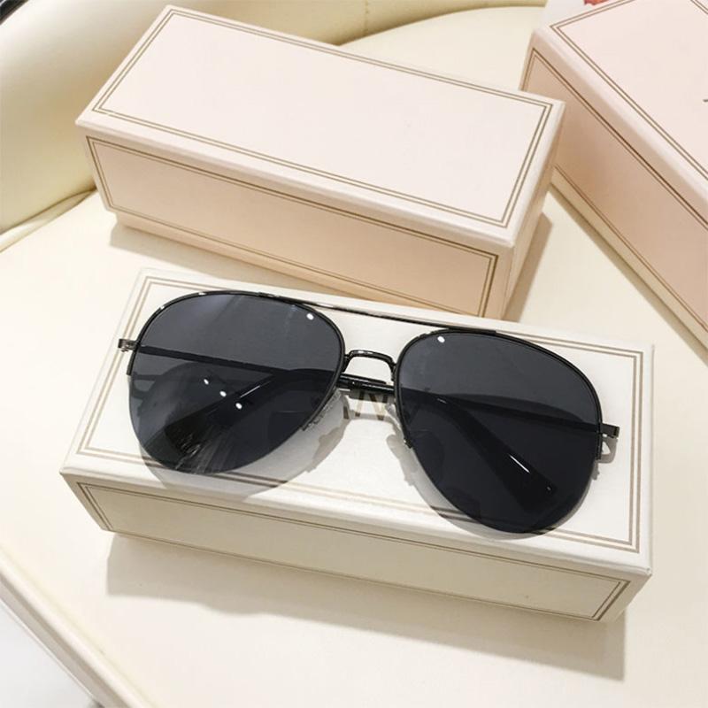 Sunglasses Pilot Super Cool Toad Mirror Brown Half Frame Sunglasses Men Driving Women Couple Sunglasses Black