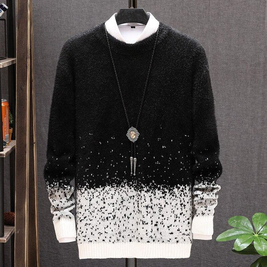 Round Neck Imitation Mink Soft Sweater In Autumn and Winter Fashion Men's Thick Bottomed Sweater