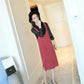 Spring and Autumn Loose Sleeveless Vest Pullover V-neck Mid-length Suspender Skirt Fashion Simple Female Suspender Skirt