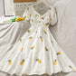 French Niche Fairy Embroidery Short-sleeved Dress V-neck Drawstring High-end Skirt