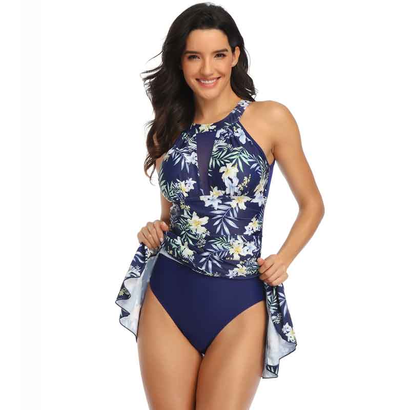 Conservative One-piece Swimsuit Women's Skirt European and American Print Cover Belly Bikini Swimsuit