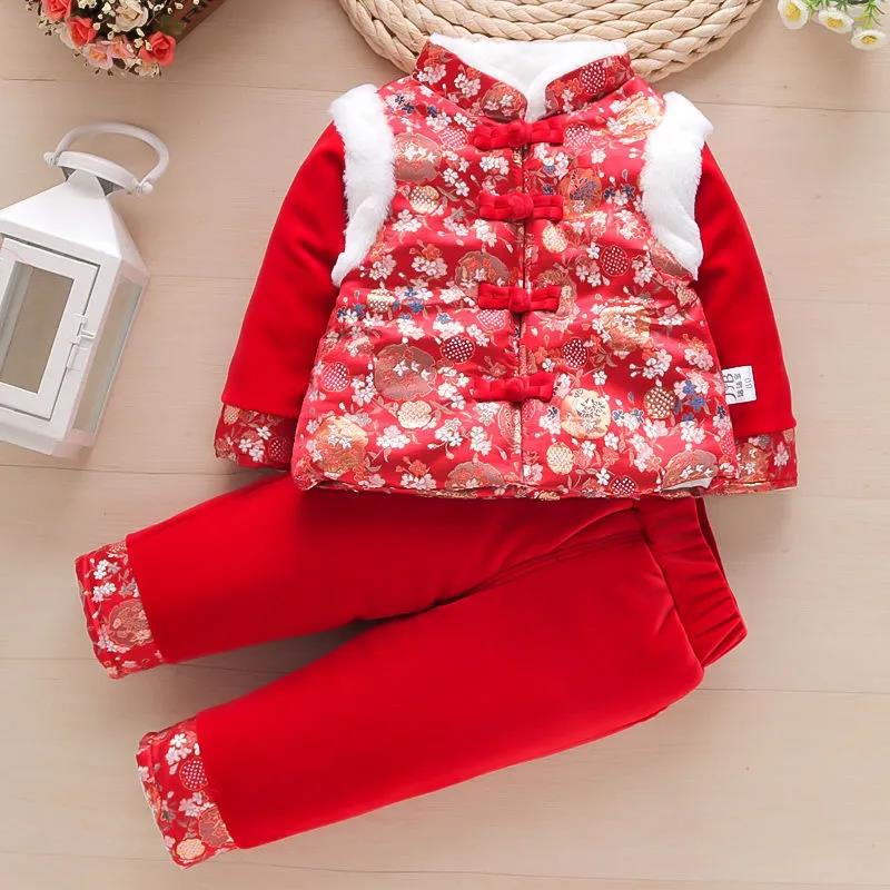 Chinese Style Tang Suit Printed Children's Cotton Coat for Boys and Girls In Autumn Winter Baby Girl Children's Winter Suit Baby Newborn Cotton Coat