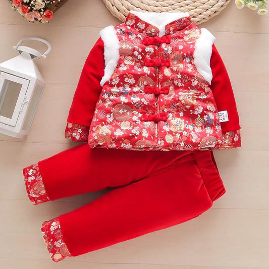 Chinese Style Tang Suit Printed Children's Cotton Coat for Boys and Girls In Autumn Winter Baby Girl Children's Winter Suit Baby Newborn Cotton Coat