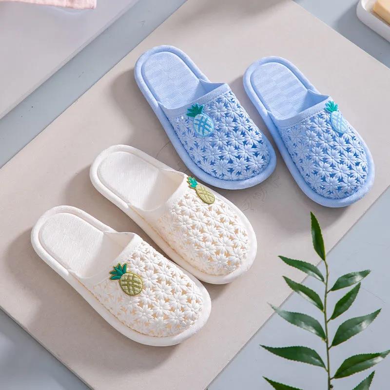 Women's Summer Indoor Bathroom Slippers Anti-Slip Home Slippers Solid Color Large Size Flat Baotou Slippers