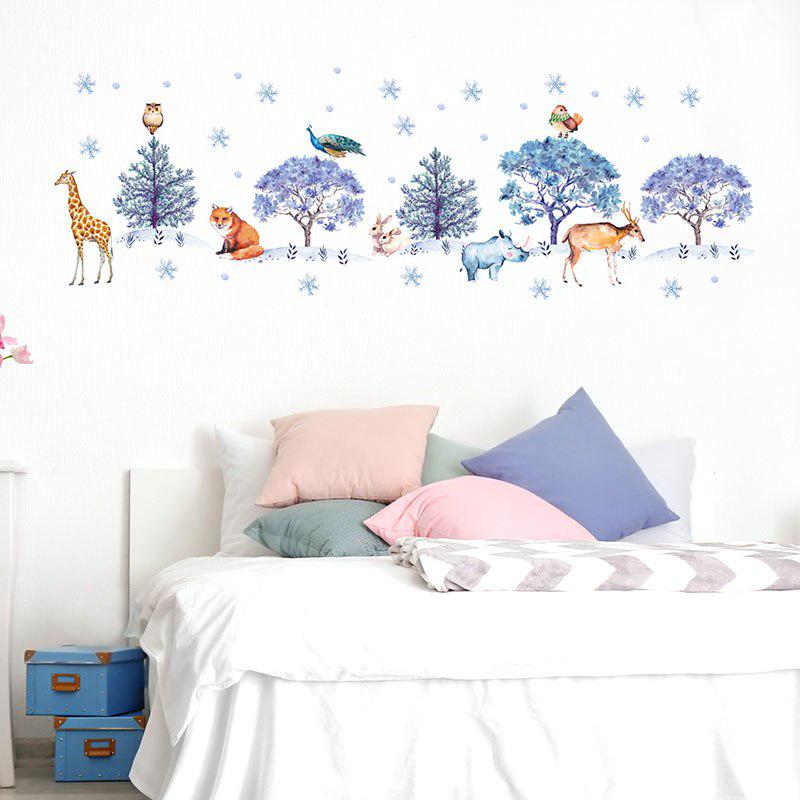 New Cartoon Animal Snow Forest Christmas Tree Decoration Wall Stickers For Kids Room Living Room Art
