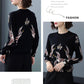 Autumn and Winter Plus Size Retro Printed Cardigan Women Middle-aged Cashmere Knitted bottoming Sweater