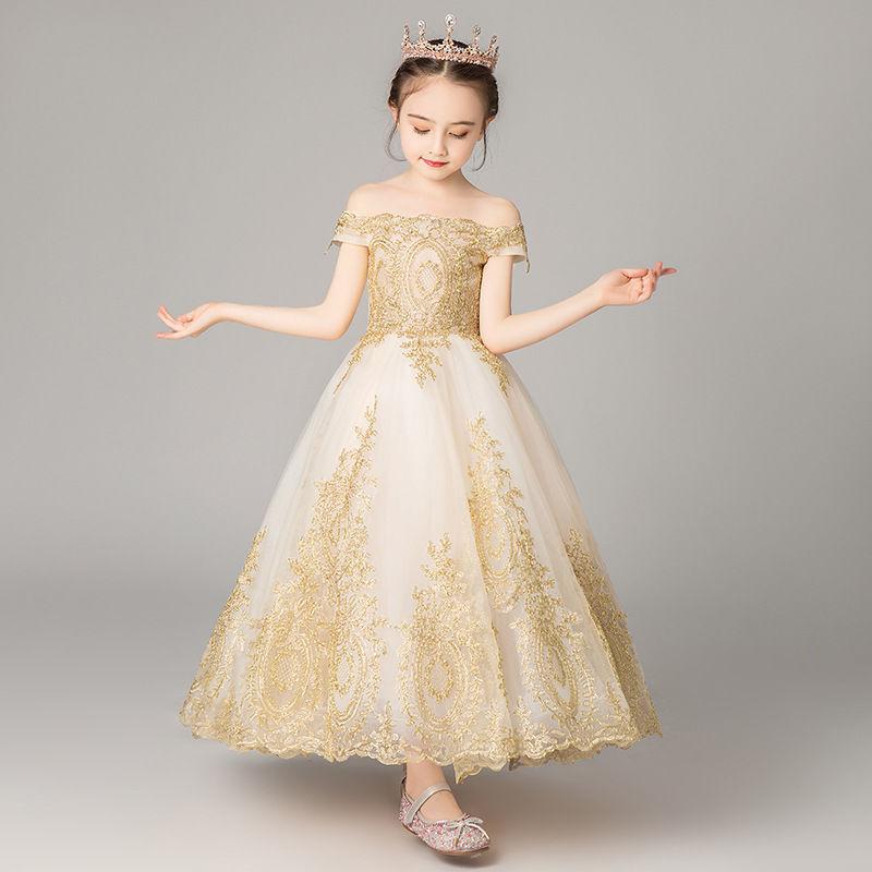 Children Dress Girls Princess Dress Little Girl Birthday Host Catwalk Piano Performance Evening Dress Summer