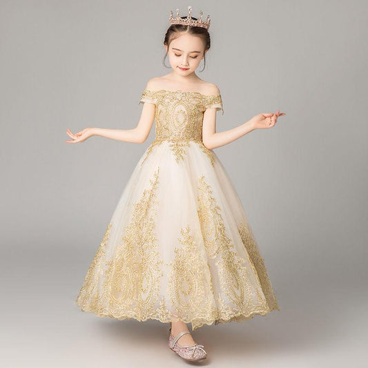 Children Dress Girls Princess Dress Little Girl Birthday Host Catwalk Piano Performance Evening Dress Summer