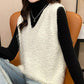 Spring and Autumn Loose Sleeveless Sweater Solid Color Knitted Vest Women's V-neck Bright Silk Fleece Top