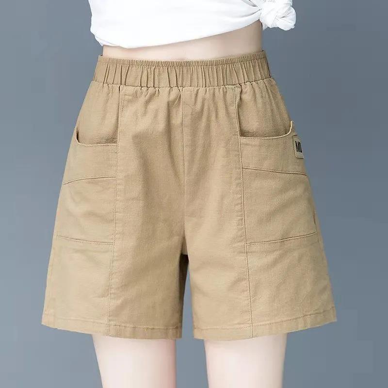 Summer Thin Elastic Waist Shorts Women Loose and Thin Straight Casual A-line Wide-leg Five-point Pants Women's Pants