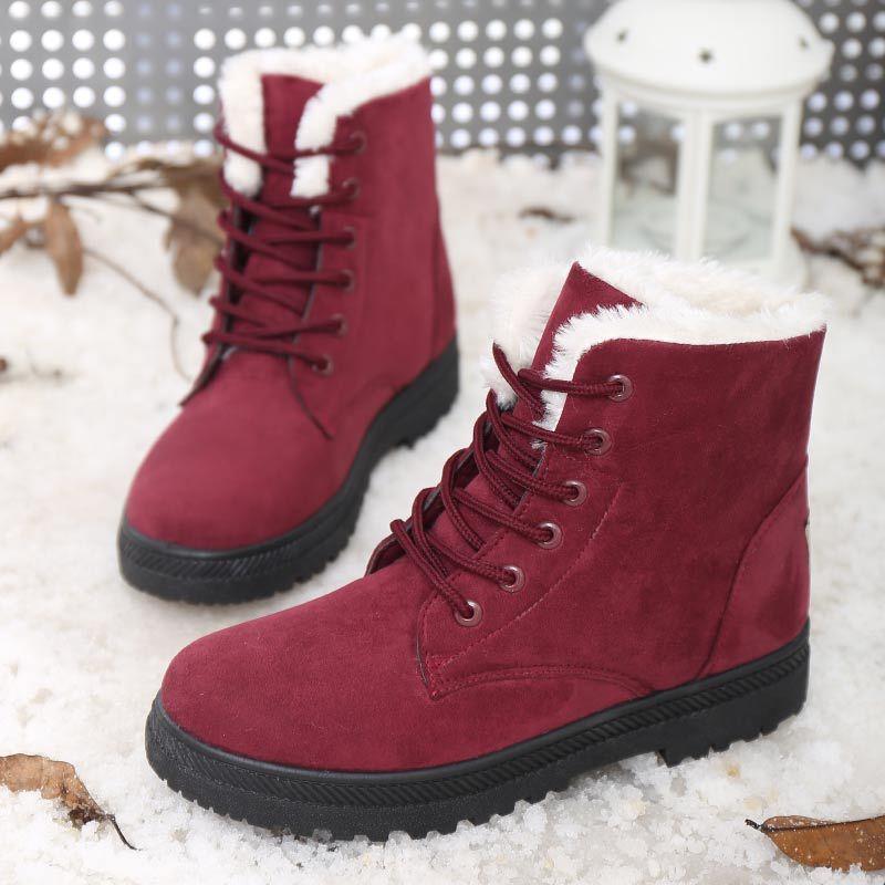 Winter Women's Artificial Plush Sneakers Waterproof Non-slip and Warm High-top Shoes