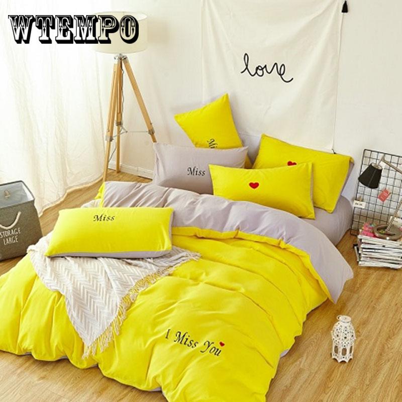 I MISS YOU Bedding Set Applique Embroidery Duvet cover set Bed Sheet Pillowcases Queen King
