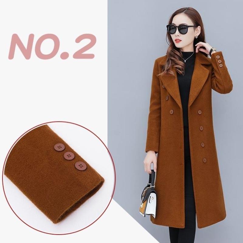 Spring and Autumn Warm Woolen Coat Women's Mid-length Simple Long-sleeved Non-pill Casual Fashion Coat