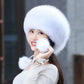 Women's Winter Hat Imitated Fox Fur Ball Plush Beret All-match Adjustable Hat Warm Cold Proof Ear Protection Hat Solid Fluffy Plushy Top Cap Fur Hat