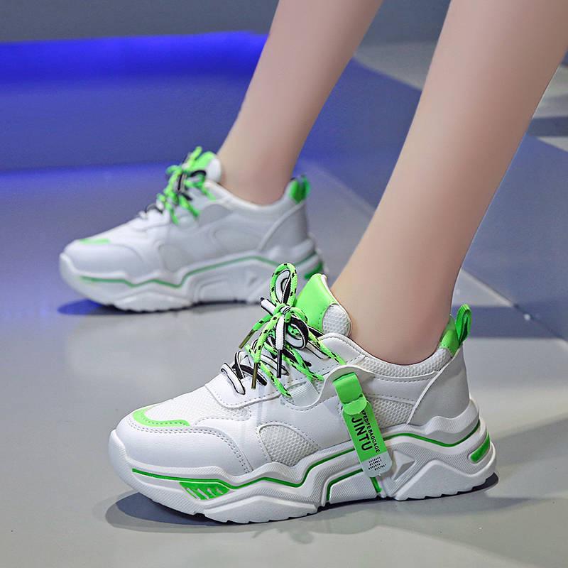 Women's Dad Sneakers Shoes Woman Sneakers Lace Up Platform Ladies Shoes Walking Female Footwear