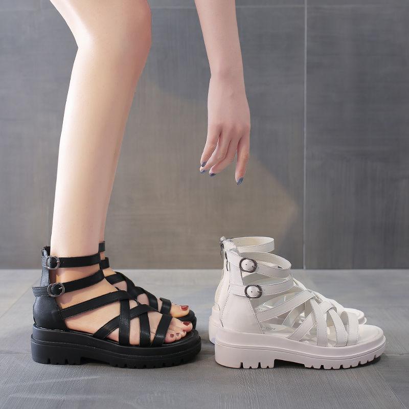 Roma Shoes with Thick Soles Fish Mouth Women's Summer Sandals  Soft Sole Casual Beach Shoes