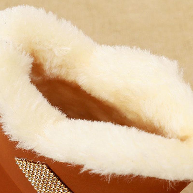 Snow Boots Women's Autumn and Winter Plus Velvet Thickened Warm Leather Surface Non-slip Waterproof Mid-tube Boots Ankle Boots