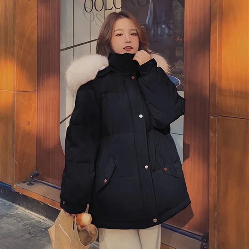 Down Padded Jacket Women's Winter Short Thick Padded Coat Loose Bread Coat Student Korean Style Padded Jacket
