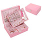 Jewelry Box Leather with Lock European Double Wood Jewelry Storage Box Earrings Ring Necklace Jewelry Storage Box