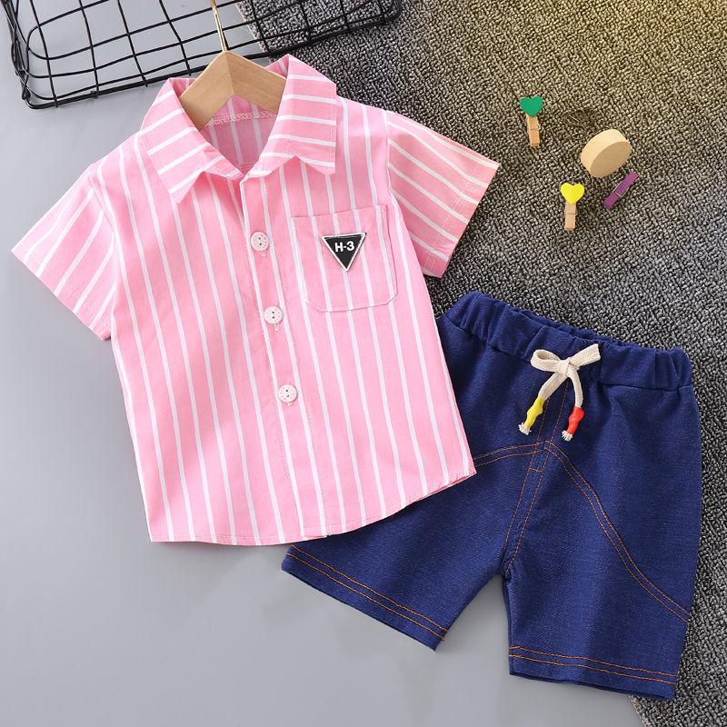 Children's Boys and Girls Summer Suits Fashionable Summer Baby Comfortable Western Style Short-sleeved Suit