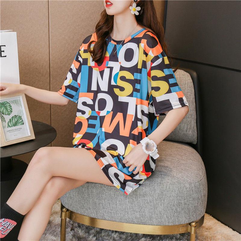 Mid-length T-shirt Loose Lazy Style T-shirt Women's Short-sleeved Plus Size Blouse Women's Loose Casual Plus Size Women's Mid-length T-shirt
