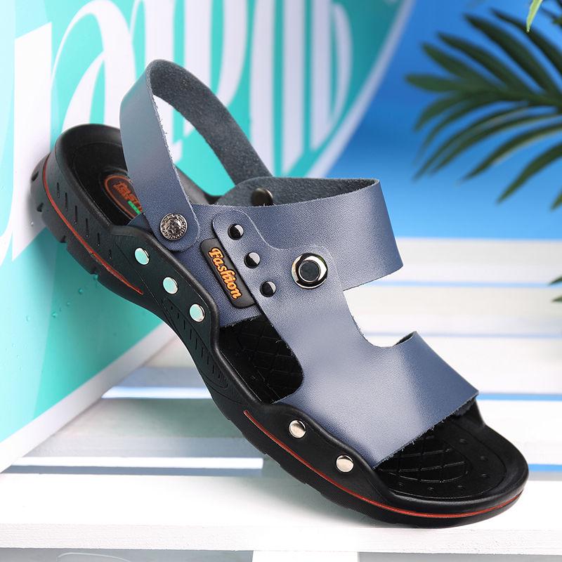 Beach Shoes Men's Sandals Trend Sandals Summer Non-slip Leather Soft Sole Dual-purpose Casual Shoes