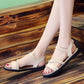 Flat Sandals Women's Shoes Open-toe Elastic Band Sandals Women's Casual Women's Flat-bottom Beach Shoes College Style All-match Sandals