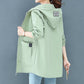 Double Layer Women Windbreaker Spring Autumn Short Coat Plus Size Hooded Collar Ladies Jacket