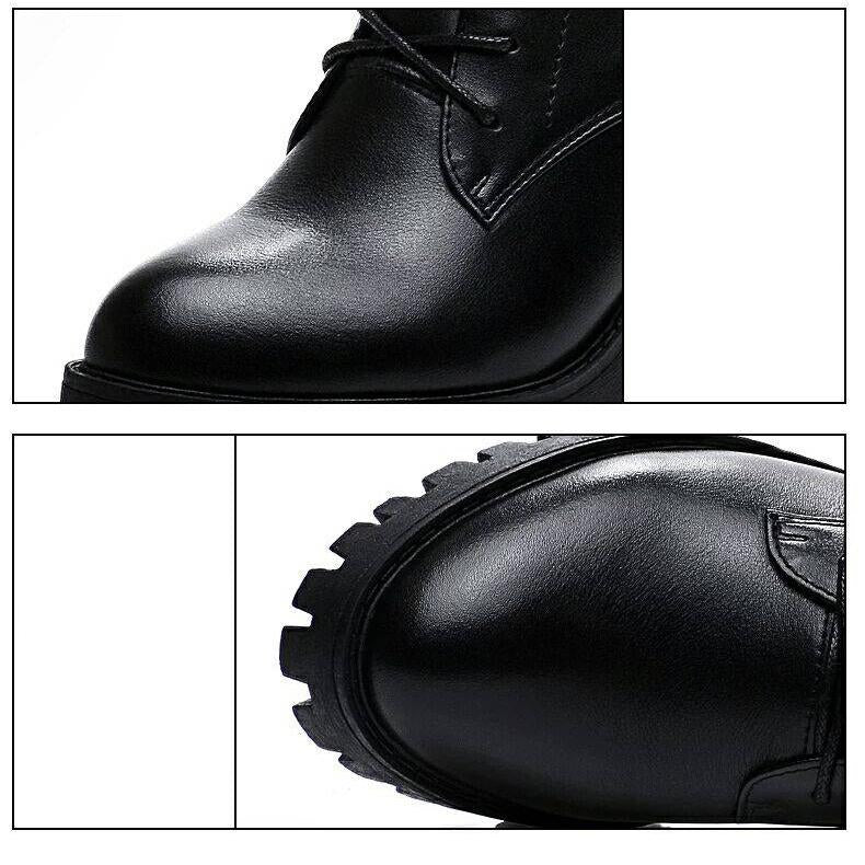 Martin Boots Women Platform Shoes Lace Up Pu Leater Shoes Women Chunky Heels Shoes Woman