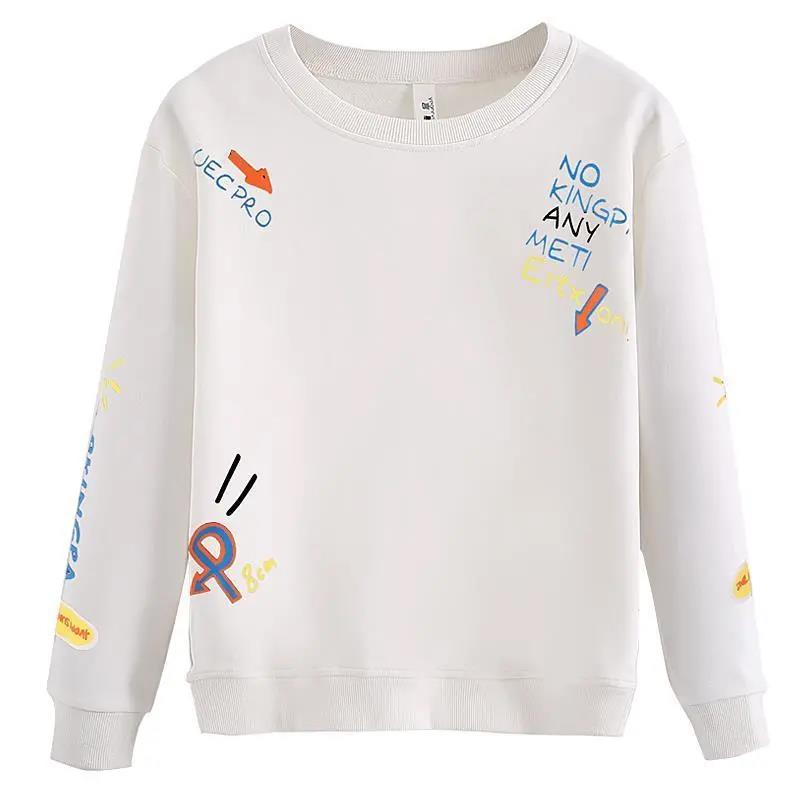 Print Women Cartoons Crewneck Clothes Vintage Loose Sweatshirt Street Hip Hop  Womens