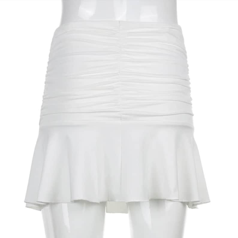 90s Pink Mini Dance Skirts Lady Trendy Y2K Summer Beachwear White Brandy Jupe Preppy Style Ruched Pleated Skirt Woman High Waist