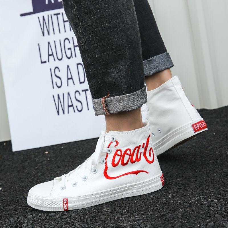 Men's shoes breathable wild cloth shoes men's casual board shoes embroidered high-top canvas shoes