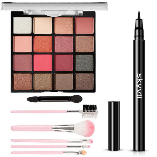 Eyeshadow 16 color tray can send 5 sets of brushes student matte durable waterproof non-staining
