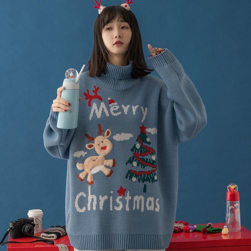 Autumn Winter  Women Fashion Sweater Casual Knitting Sweater Turtleneck  Pullovers Loose Casual Long Sleeve Sweater